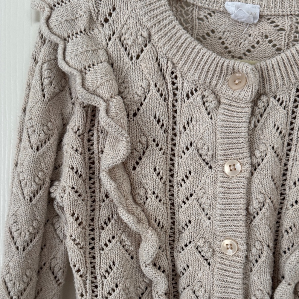 Jamie Kay Taupe Ruffle Cardigan - Picture 3 of 3